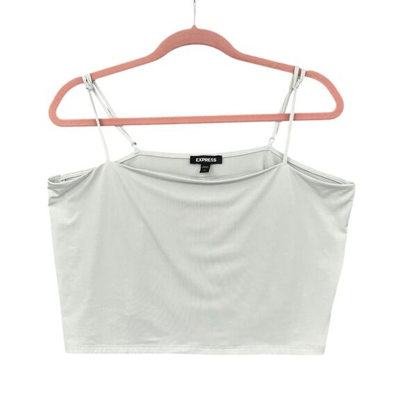 Express Grey Spaghetti Straps Off Shoulder Cropped‎ Cami Top Size Extra Large - Picture 1 of 6